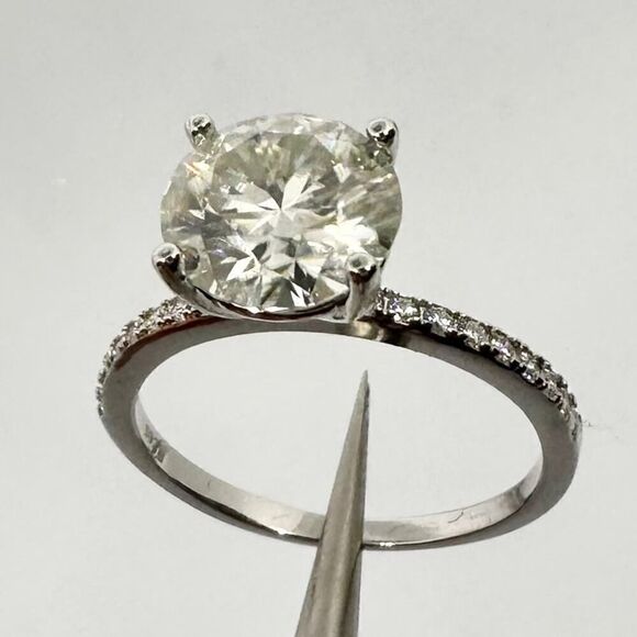 Round Cut Moissanite Diamond Engagement Ring 2 Ct Brilliant 18K Finish Size 6 - Picture 8 of 12